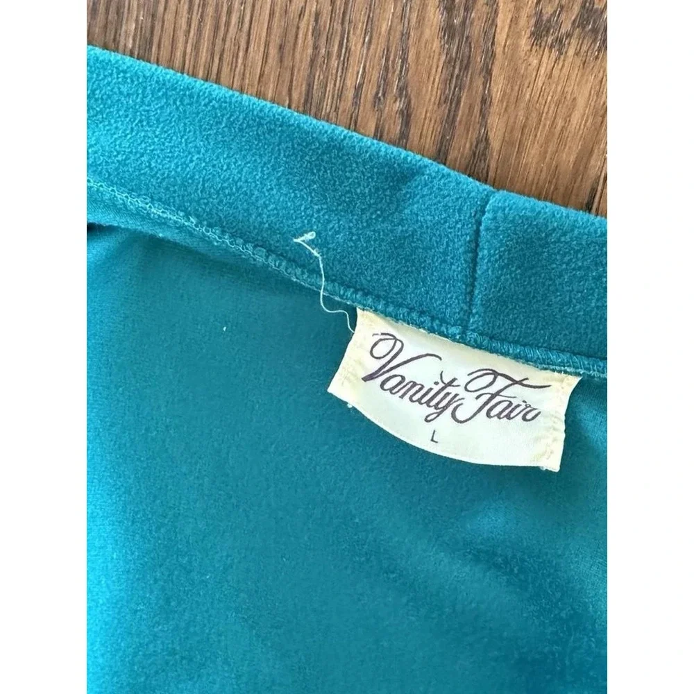 Vintage 70s Vanity Fair Teal Glam Robe Loungewear Size Large Luxury